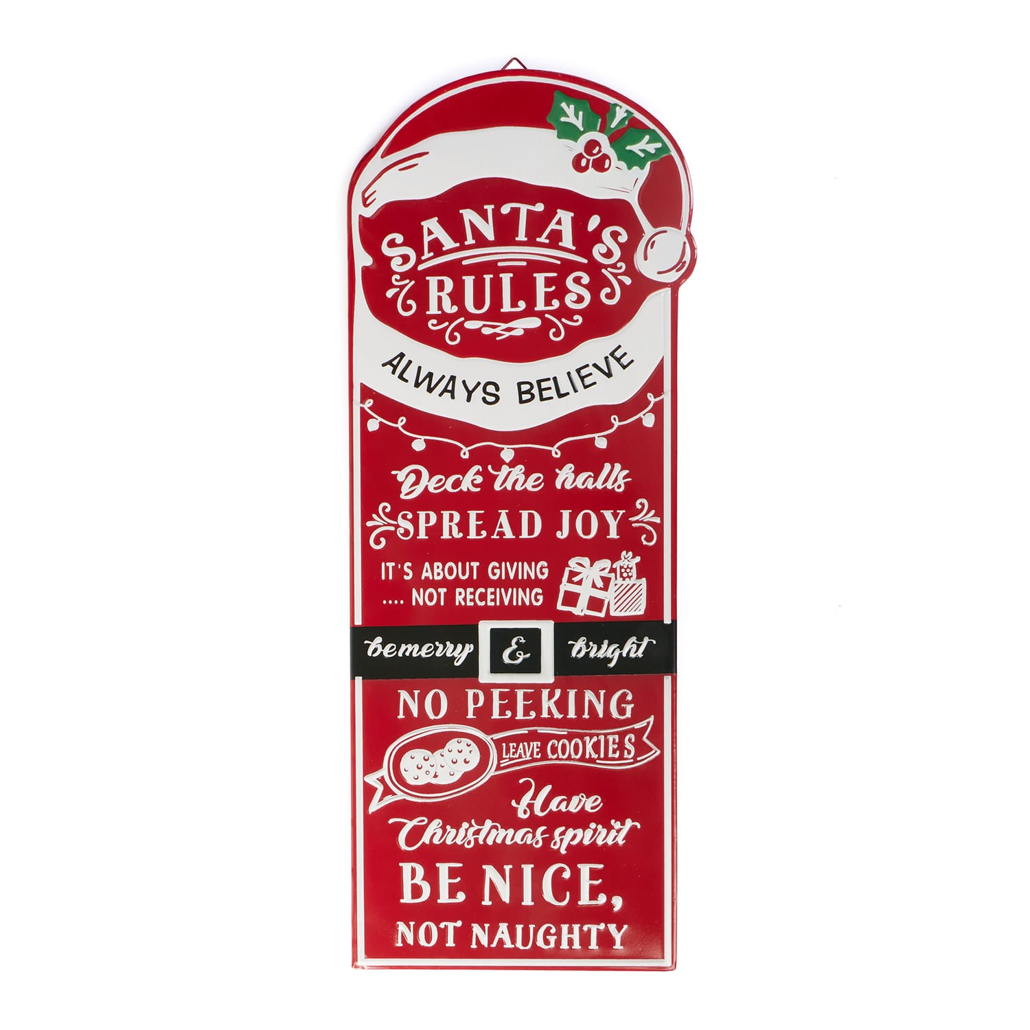 Winter Charm Metal Hanging Santa Rules Sign, product image 2